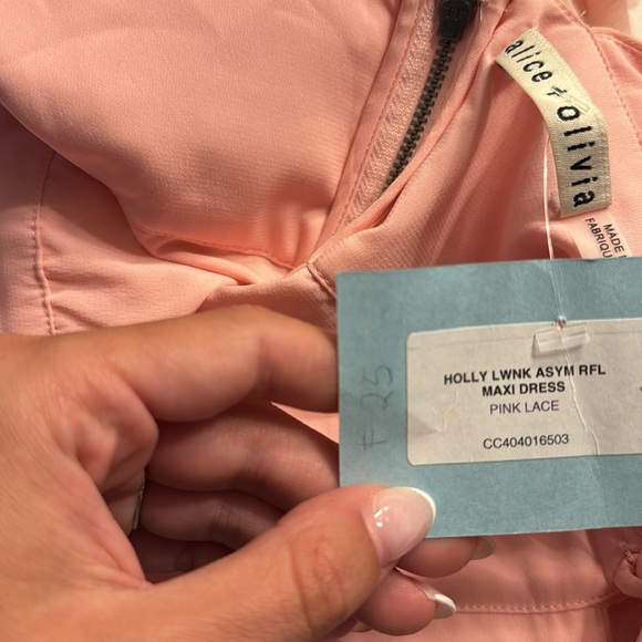 NWT Alice + Olivia Holly Tiered High-Low Maxi Dress Pink - Picture 5 of 8